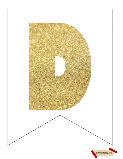 Free Printable Gold Letters and Numbers Banner