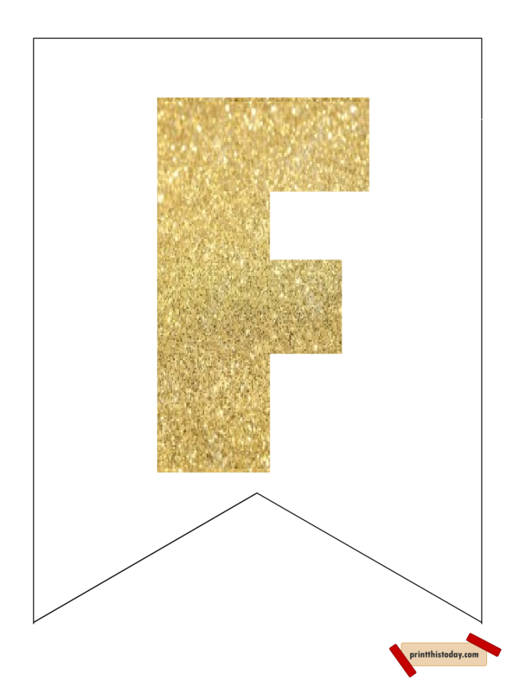 Free Printable Gold Letters and Numbers Banner