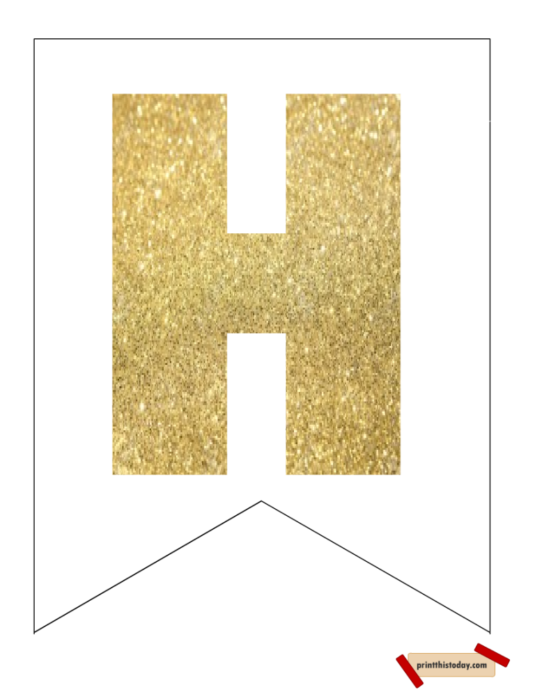 Free Printable Gold Letters and Numbers Banner