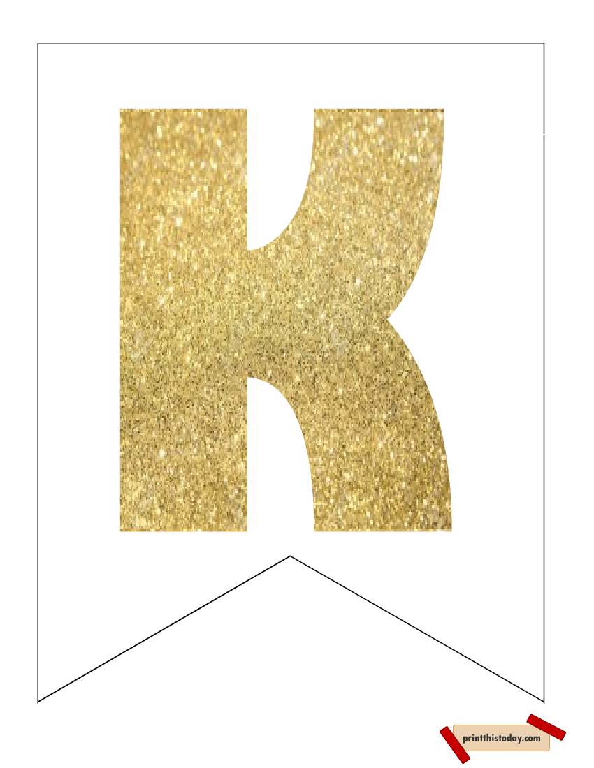 Gold Banner Letter K Printable