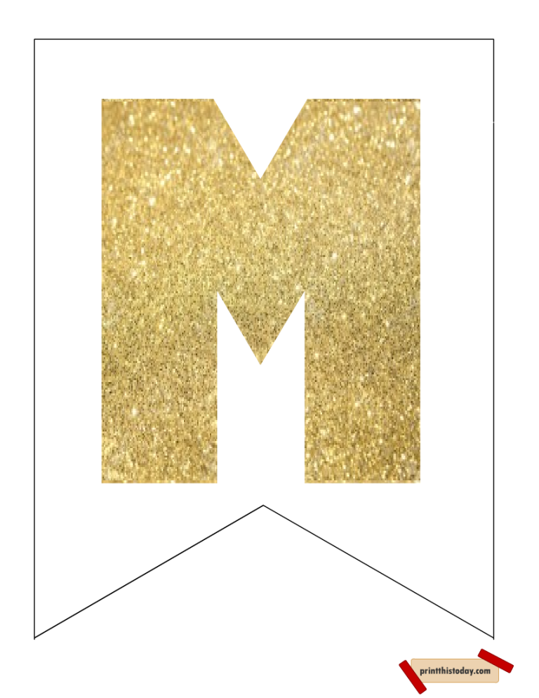 Free Printable Gold Letters and Numbers Banner