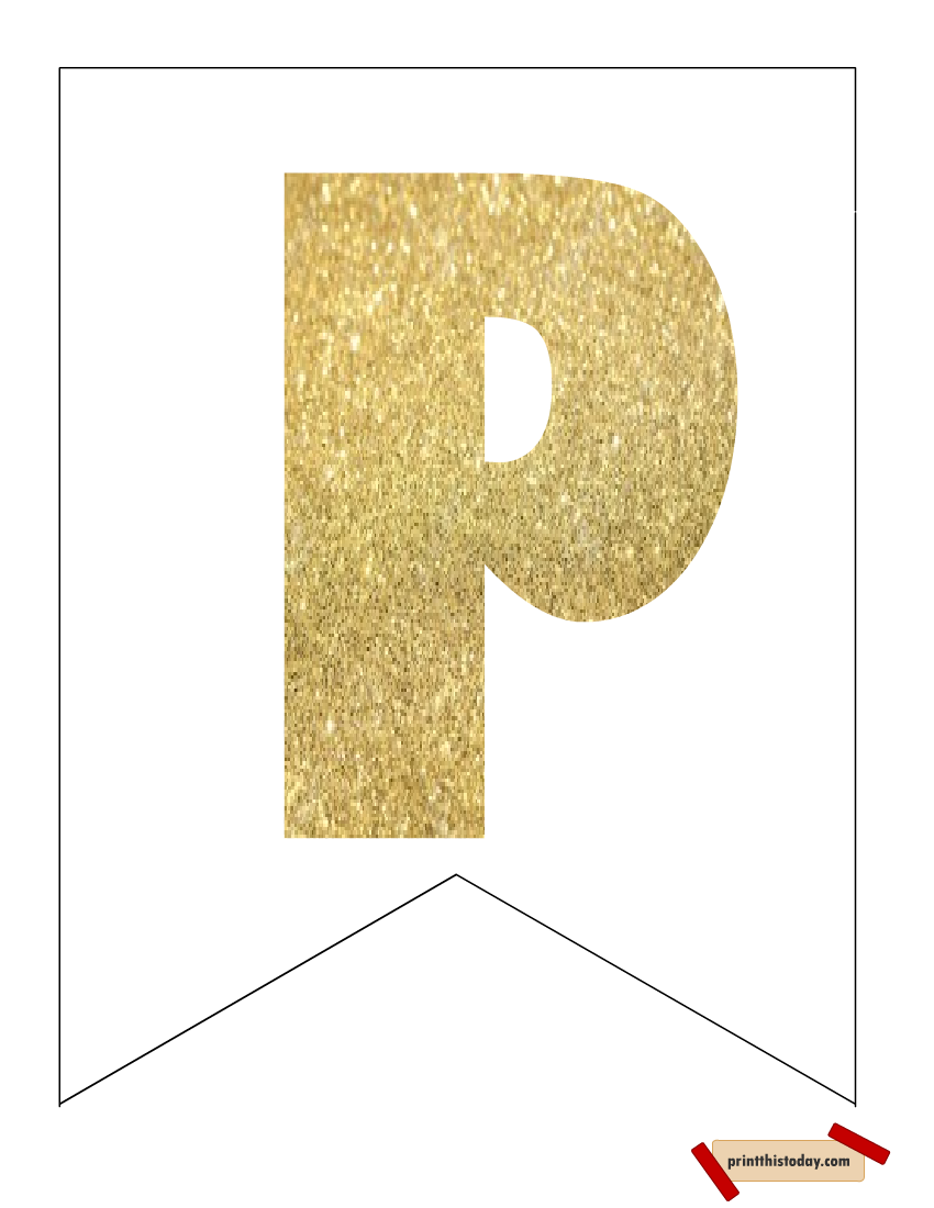 Gold Banner Letter P