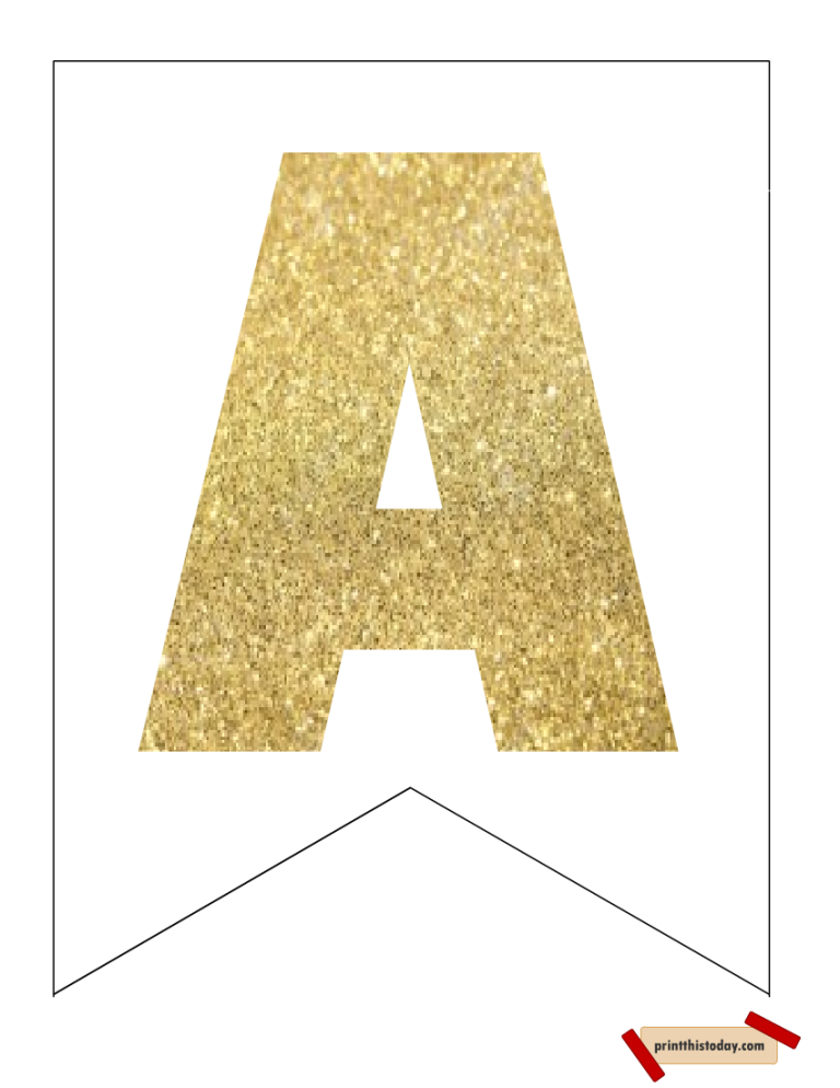 Free Printable Gold Letters and Numbers Banner