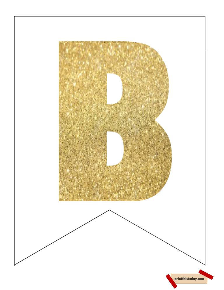 Free Printable Gold Letters and Numbers Banner