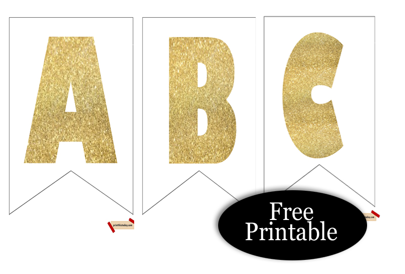 Free Printable Gold Letters and Numbers Banner