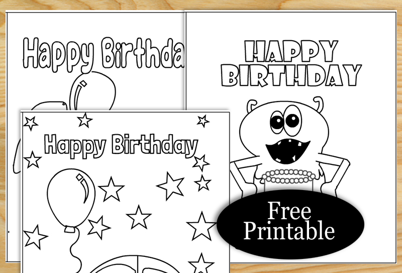 15 Cute Free Printable Happy Birthday Coloring Cards