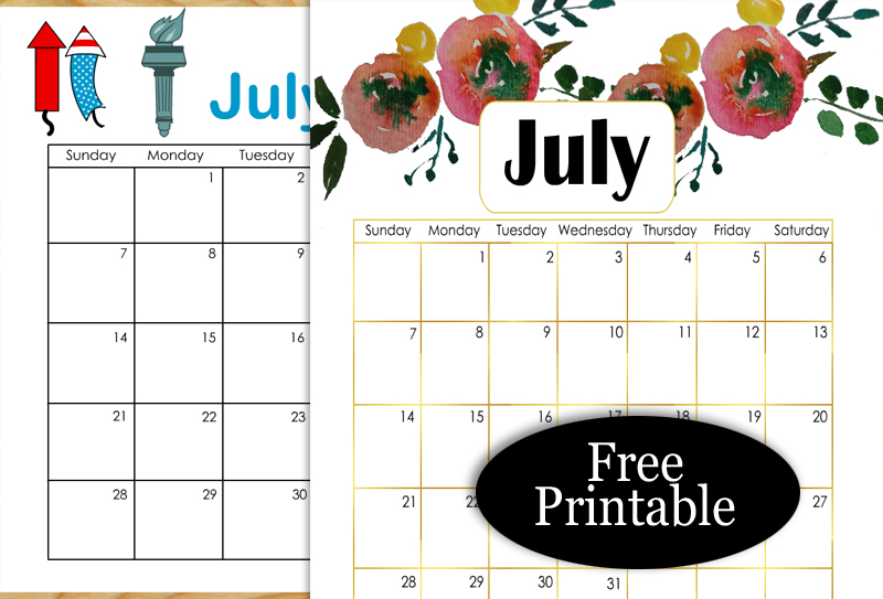 Free Printable July 2024 Calendar Pages and Templates