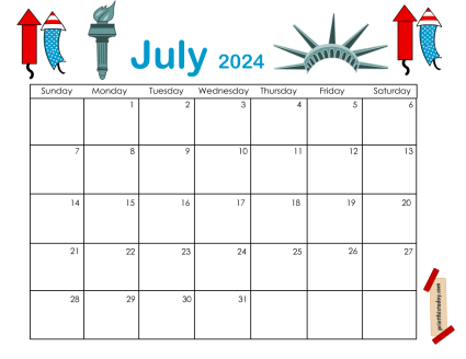 Free Printable July 2024 Calendar Pages and Templates