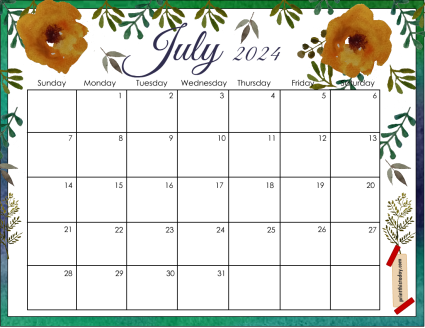 Free Printable July 2024 Calendar Pages and Templates