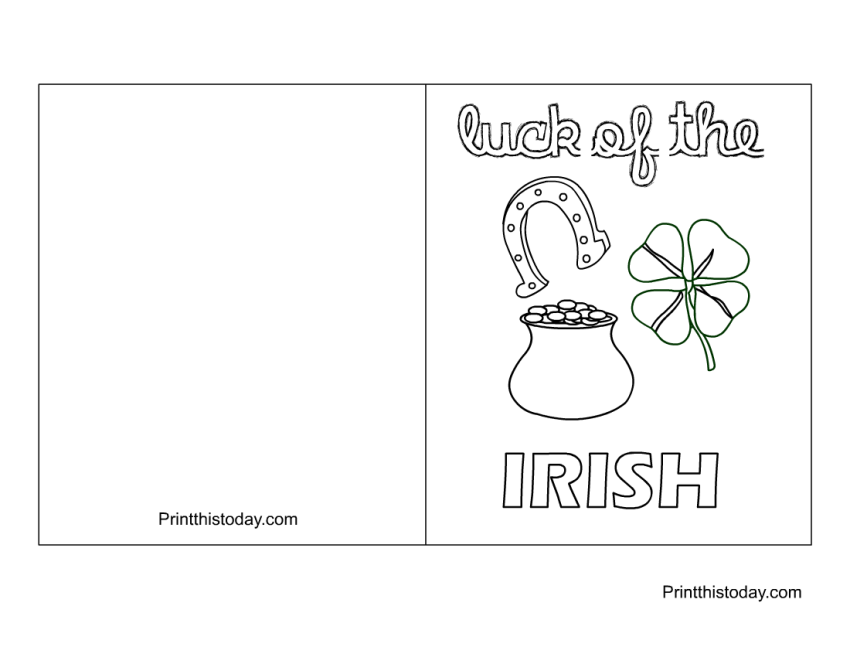 Free Printable Saint Patrick’s Day Cards to Color