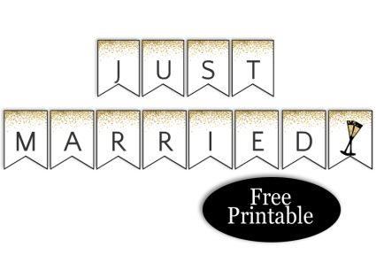 Free Printable “Just Married” and “Mr &amp; Mrs” Wedding Banners