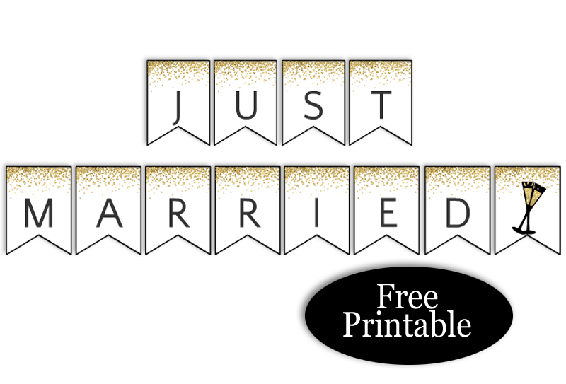 Free Printable "Just Married" and "Mr & Mrs" Wedding Banners