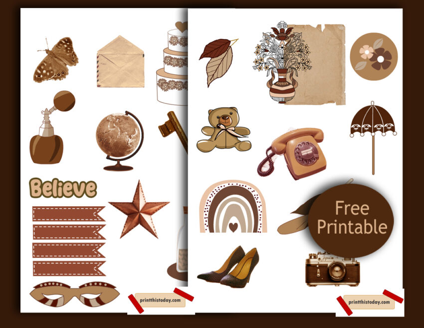 Free Printable Brown Aesthetic Stickers