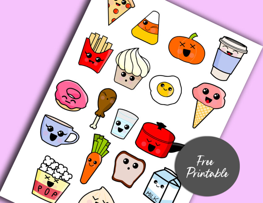 Free Printable Cute Kawaii Food Stickers