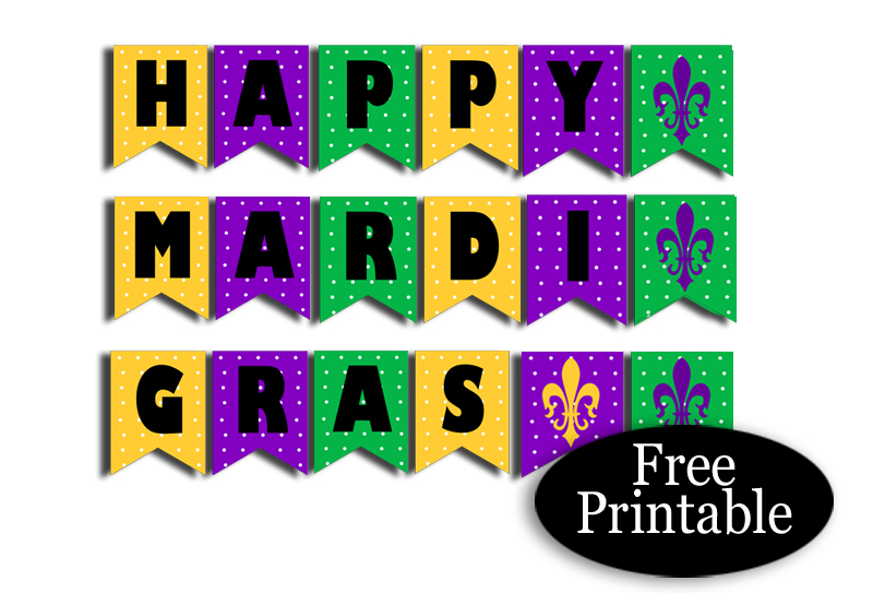 Free Printable Happy Mardi Gras Banner